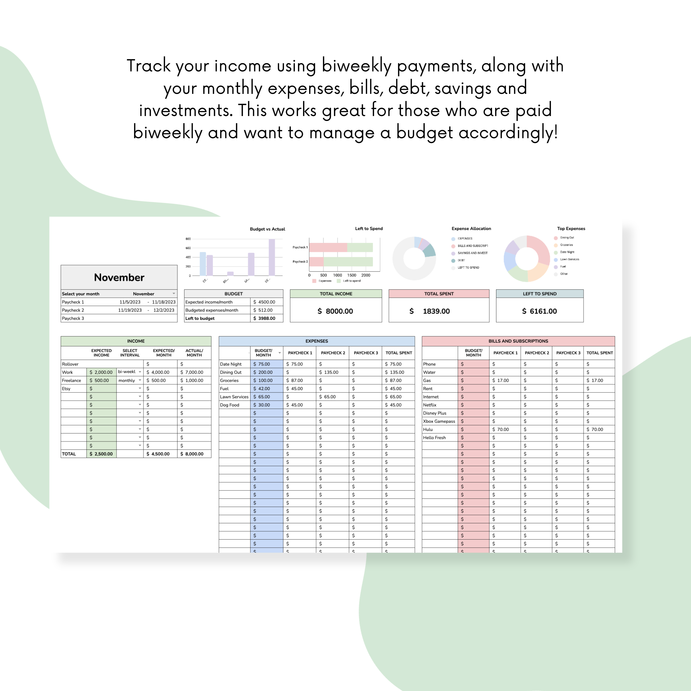 Bi-Weekly Budget Planner